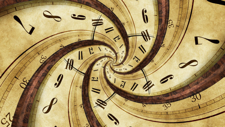 Time Twister Abstract Concept Illustration with Twisted Vintage Clock